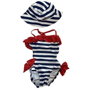 Tutto Piccolo girls swimsuit and swim bucket hat
